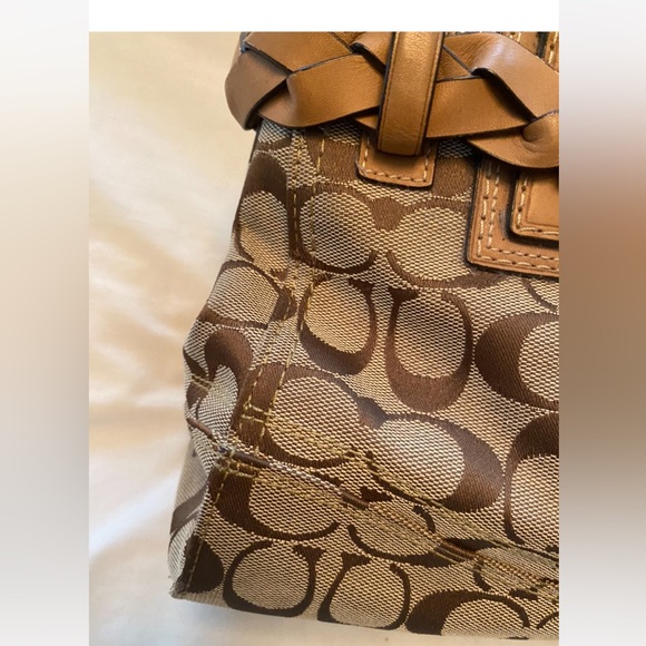 Coach Hampton Signature Braided Leather Logo Canvas Satchel - Picture 4 of 14